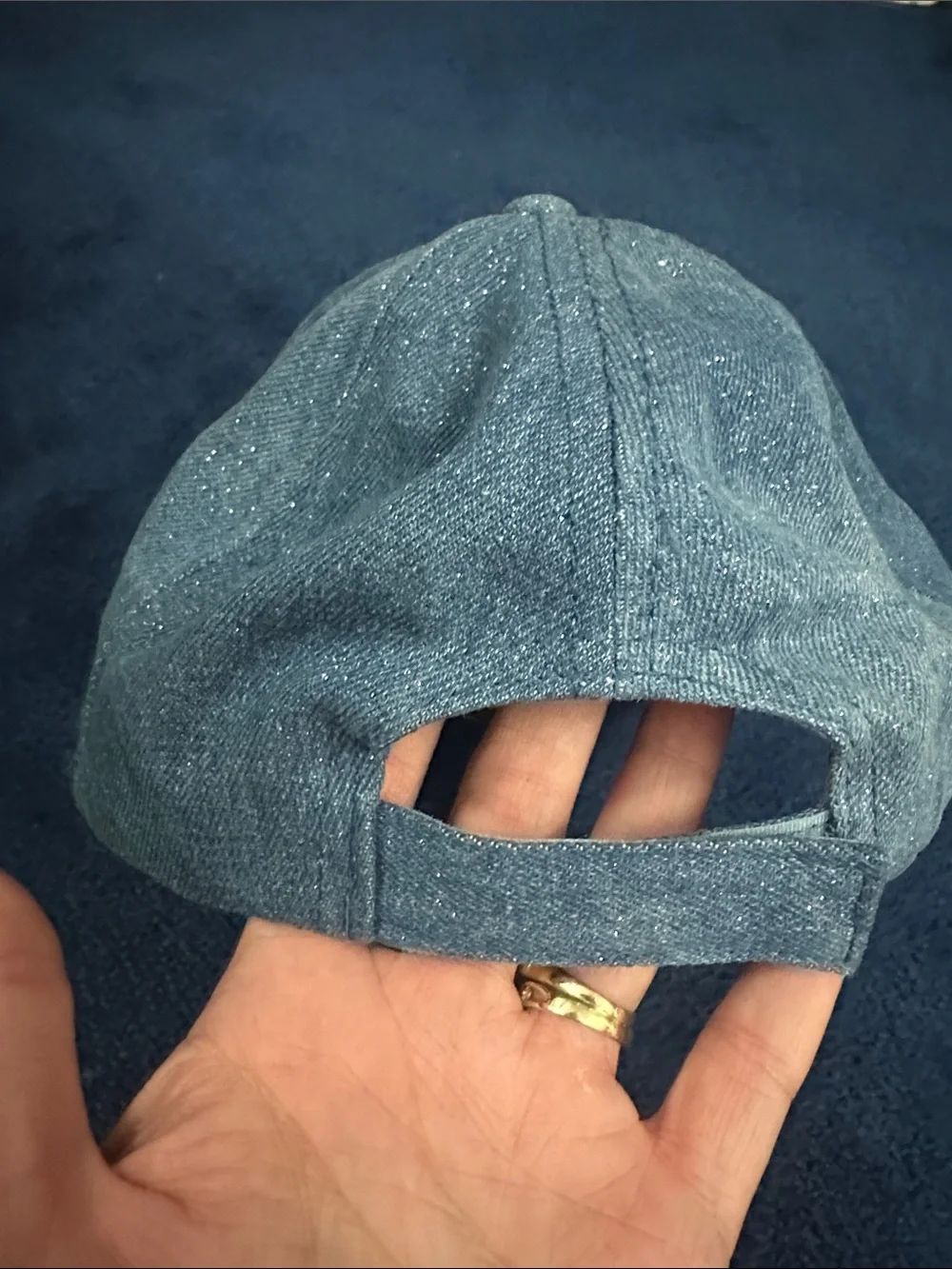 Children’s Place Sparkle Denim-Look Cap with Multicolor Sequin Emoji Patch